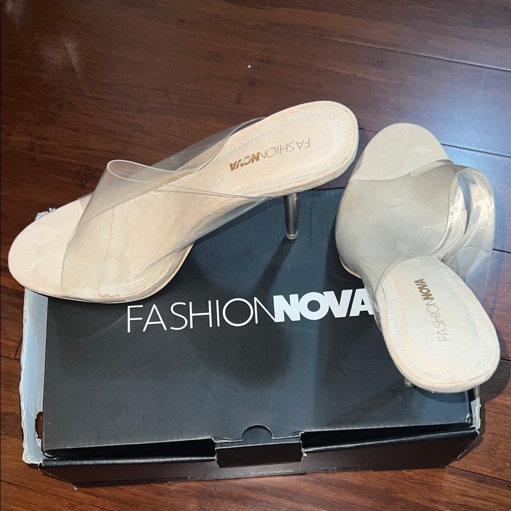 Fashion Nova Transparent Heels with Silver Accents